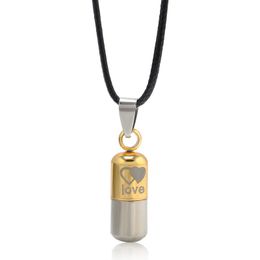 Metal Urn Cremation Save Love Can Open Pills Pendant Necklace Ash Holder Mini Keepsake Jewellery Silver