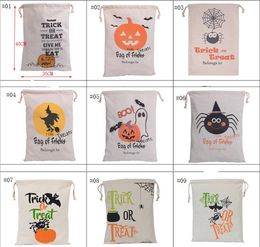 New 11 designs Halloween Large Canvas bags cotton Drawstring Bag With Pumpkin, devil, spider, Hallowmas Gifts Sack Bags SN507
