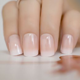 Beige Gradient French Manicure Tips Gorgeous and Classy Natural Fake Nails Faded Nails Designed Y18101003