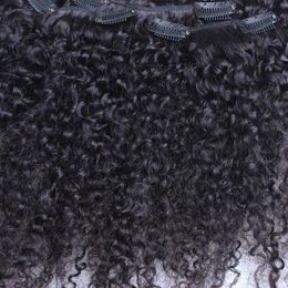 afro kinky curly clip in human hair extensions brazilian 100 remy hair 120g set jet black color 1