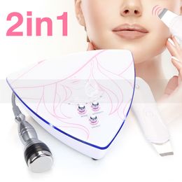ultrasonic 3mhz UK - Portable 2 in 1 high Frequency 3MHZ Ultrasonic Skin Scrubber Facial cleaning beauty Device Blackhead Removal