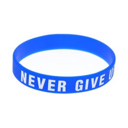 1PC Never Give Up Silicone Rubber Wristband Great For Daily Reminder By Wearing This Motivational Logo Jewellery