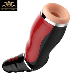 LUOGE Male Masturbator Airbag Pressure Suck Oral Sex Machine 12 Vibrating Moaning Sex Toys for Men Masturbation Penis Practise Y18103105