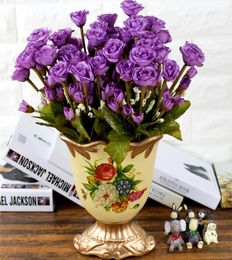 Wholesale 6 Colour best sale Decoration wedding home table hotel vase Artificial silk simulation beautiful rose flowers