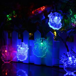 Holiday 30 LEDs Santa Claus Shape Solar String Lights Waterproof for Christmas Tree Patio Gardens Party Decoration