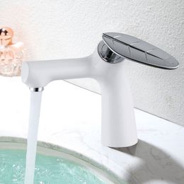 New arrival high quality Grilled White Chrome finished cold and hot bathroom sink faucet basin faucet,water tap mixer