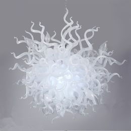 Pendant Lamps Hand Blown Glass Chandelier White Color Romantic Wedding Ceiling Decorative Indoor Lighting LED 100% Handmade Chandeliers