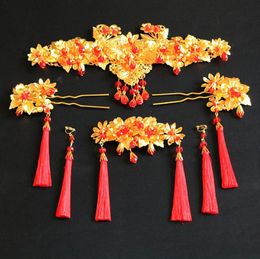 Chinese brides head ornament Xiu Wo wedding bride wedding headwear Phoenix crown ornament bridal jewelry accessories