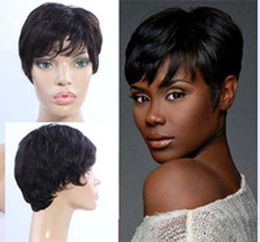 Bob Short Human Hair Wigs For Black Women Full Spets Wigs Spets Front Wig Brazilian Virgin Hair None Spets Kort peruker med lugg