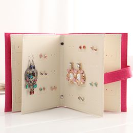 5pcs Creative Jewellery Storage Box PU leather book Earrings stud Collection Storage box Portable women Jewellery Display stand box 4 Colours