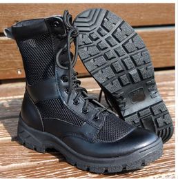 Summer military boots men botas hombre combat boots leather light outdoor high-top mesh breathable combat tactical boots