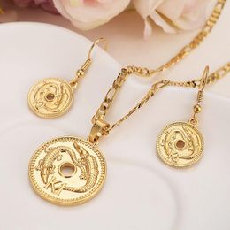 Yellow Solid Gold Filled Papua New Guinea K1 Coin Archaize Specific Pendant Necklaces Earrings,PNG Ethnic Jewellery Gifts souvenir