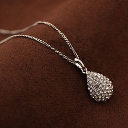 Crystal Necklace lady Silver Gold Colour Necklaces & Pendants Jewellery Water Drop Pendant Necklace