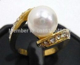 FREE SHIPPING >>>White Pearl Crystal Ring Size: 6. 7. 8. 9