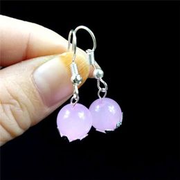 100% Natural Agate Jade Bead Earrings 925 Silver Ear Hook Collection Summer Ornaments Natural Stone Hand Engraving