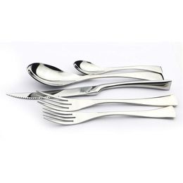 Wholesale 30PCS European 304 Stainless Steel Dinnerware Set Mirror polished Cutlery Silverware Fork Steak Knife Scoop Tableware for Home