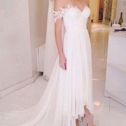 High Low Lace Boho Wedding Dresses Off Shoulder Summer A Line Cheap Bridal Gowns Beach Wedding Dress Plus Size