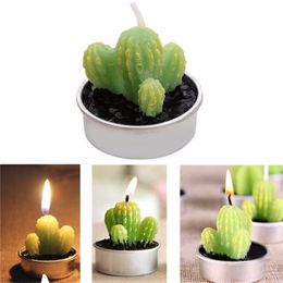 Home Decor Green Plant Candle Ornaments Simulation Scented Candle Crafts Creative Cactus Cute Potted Plant Candles Wedding Decor