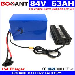 For Original Sanyo GA 18650 +5A Charger 84V 60AH E-bike Lithium ion Battery 3000W 5000W 8000W Electric Battery 84V Free Shipping