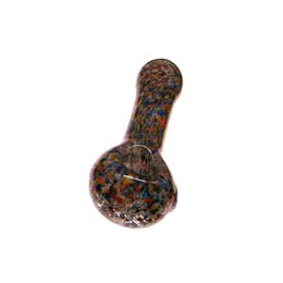 Vibrant Frit Spoon Pipe: Compact Glass Hand Pipe in Grey and Red