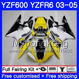 Body For YAMAHA YZF600 YZF R6 03 04 05 YZFR6 03 Bodywork 228HM.18 YZF 600 R 6 YZF-600 yellow black stock YZF-R6 2003 2004 2005 Fairings Kit