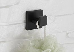 lead free matte black Colour SUS304 Stainless Steel Robe Hook Black Towel Hook Wall Mount Square Towel Robe Coat Hat Door Hanger SM9D