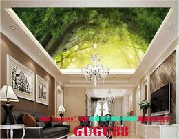 Custom Ceiling Mural Wallpaper 3D Green forest sky Living Room Bedroom Ceiling Background Photo Wallpaper Wallcoverings