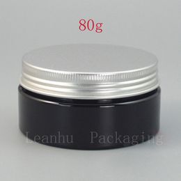 Black Plastic Cream Jar With Silver Aluminum Cover,Refillable Empty Homemade Personal Care Face Packing Makeup Container