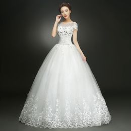 O-Neck Cheap Customized Short Lace Sleeve Vintage Wedding Dress Princess Plus Size Bride Gowns Dresses Fashion vestido de noiva