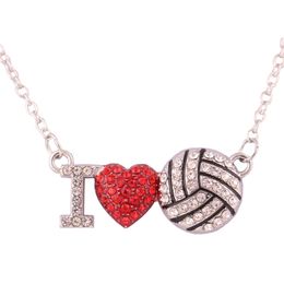 New Arrived Unisex Sporty Necklace I Love Volleyball Pattern Beautiful Crystals Personality Gift Zinc Alloy Provide Dropshipping