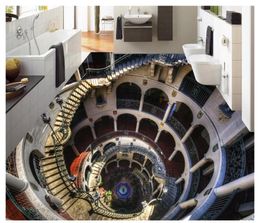 Foto Personalizado Papel de Parede Escadas Chocante 3D Piso Tridimensional Pintura Mural Sala de estar Quarto Casa de Banho Decoração Interior