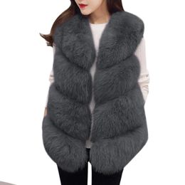 2016 Winter Women Thick Warm Faux Fur Vest High Quality Fashion O-Neck Short Fur Coat Women Jacket Outwear 3XL Plus Size
