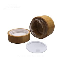 30g 50g Glass Jar with bamboo outer Empty Cream Jars Cosmetic Packaging Containers Pot With Lid For Hand cream Container SN1511