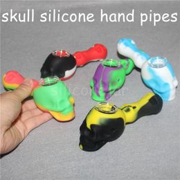 Portable Silicone Hand Tobacco Smoking Concentrate Rig Pipes Bowl Herb Cigarette Philtre Holder smoke pipe with glass bowls