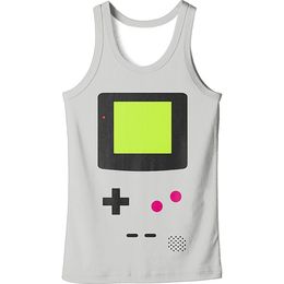 Mens Funny Game Console Printed Fitness Aerobics Clothing Male Sports Workout Sleeveless Body-hugging Vests Free Shipping