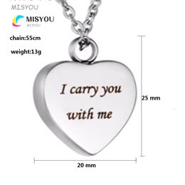 Custom-made stainless steel peach heart funeral cremation casket necklace pendant fashion jewelry
