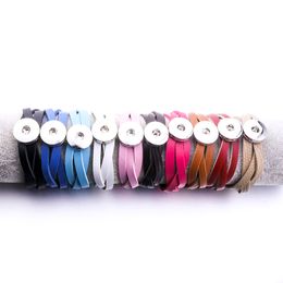 10 Colours Snap Button Bracelet Men/Women Jewellery Adjustable Leather Wrap button Bracelets & Bangles