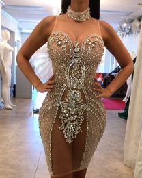 Evening dress Yousef aljasmi Kim Short dress kardashian High collar Crystal Bodycon dresses Mini Almoda gianninaazar ZuhLair murad Ziadnakad