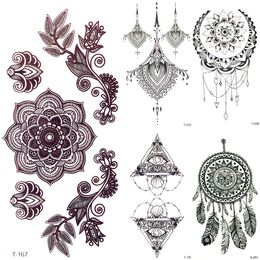 3d Mandala Fleur Henné Tatouage Temporaire Fille Pendentifs Autocollants De Tatouage Femmes Faux Partie Poitrine Tatouages Corps Bras Art Peinture