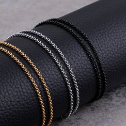 2mm Round Cross Chains Necklaces Stainless Steel Gold/Silver/Black Chokers For Men Women Wholesale Jewelry