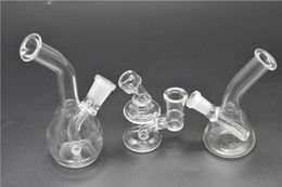 Thick mini travel Small glass water bongs mini tobaaco bong pipes with dropdown recycler rigs oil beaker bubbler bong