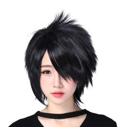 Cosplay Naruto Sasuke bottom curl 35cm black kanekalon wigs