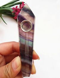 3.8-4.2 inches Beautiful natural fluorite crystal wand pipe gemstone quartz piont pipe for smoking healing with Philtre