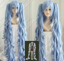 xxxholic Original Long Ice Blue Cosplay Party Wig Hair Clip PonytailV