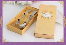 Heart Shape Stainless Steel Fork Spoon Dinnerware Set Tableware Wedding Favours and Gifts for Guest wen7064