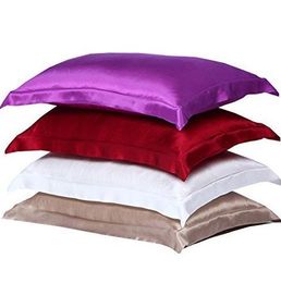 Soft Silky Satin Pillow Case Luxury Faux Silk Pillowcases Queen Pillow Cover Sofa Bed Cushion Case Solid Multiple Colours 20X29'' Bed Supply