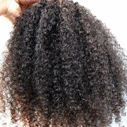 Brazilian Human Virgin Remy Kinky Curly Hair Weft Clip In Human Hair Extensions Unprocessed Natural Black Color 9 Small Pieces One Set