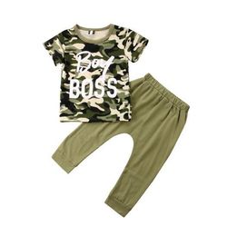 Kinder Baby Jungen Kurzarm T-Shirt Tops Camo Jogginghose Sommer Outfits Set DE