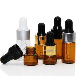 1ml 2ml 3ml Mini Amber Glass Dropper Bottle Essential Oil Display Vial Small Brown Perfume Sample container LX1113