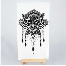 Transferable tattoos black Henna for mehendi lace owl sexy women fake tattoo waterproof temporary tattoos stickers on the body